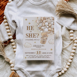 Er oder sie Geschlecht offenbart Teddy Bärenballon Einladung