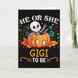 Er oder sie Gigi wird Halloween-Skelett-Baby enthü Karte