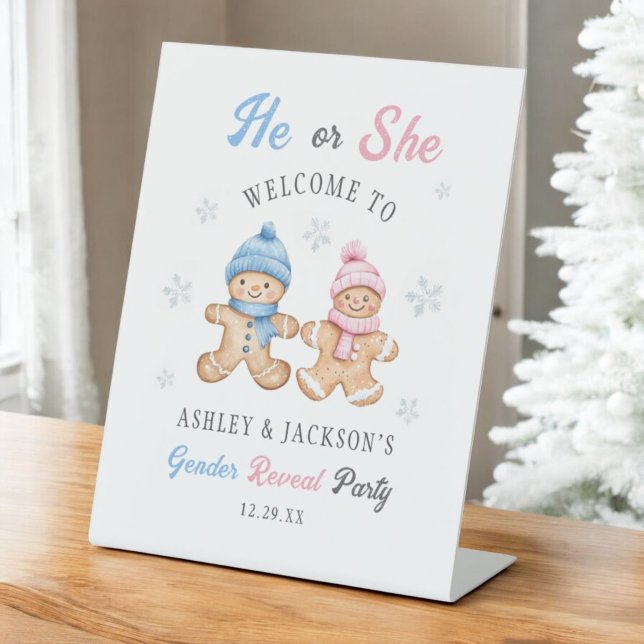 Er oder sie Gingerbread Gender Reveal Willkommen Sockelschild (Von Creator hochgeladen)