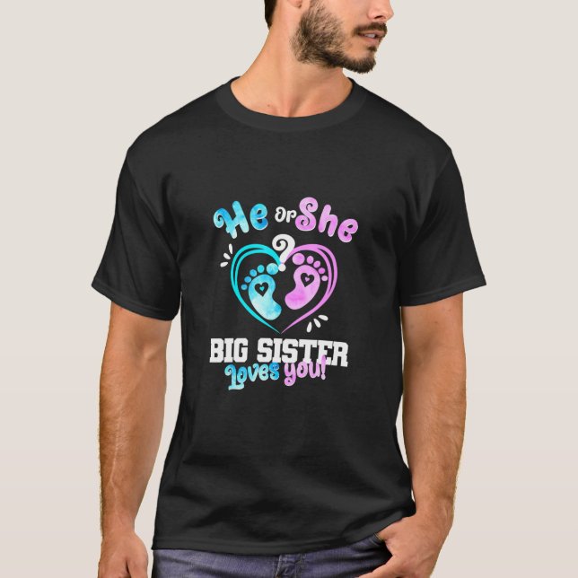 Er oder sie große Schwestern Lieben Sie Baby Gesch T-Shirt (Vorderseite)