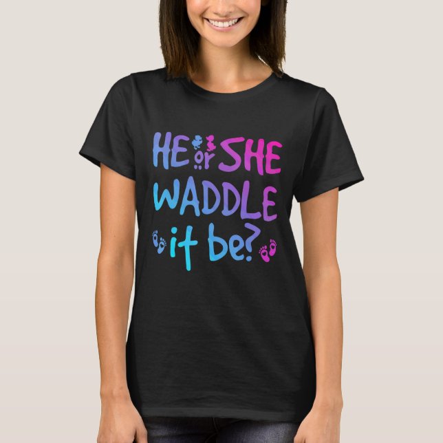 Er oder sie ist ein Gender-Reveal-Party Niedlich D T-Shirt (Vorderseite)