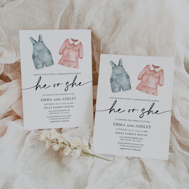 Er oder sie kleidet die Einladung zum Geschlecht (Von Creator hochgeladen)