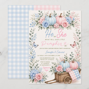 Er oder Sie Kürbis Geschlechtsenthüllung Floral Gi Einladung