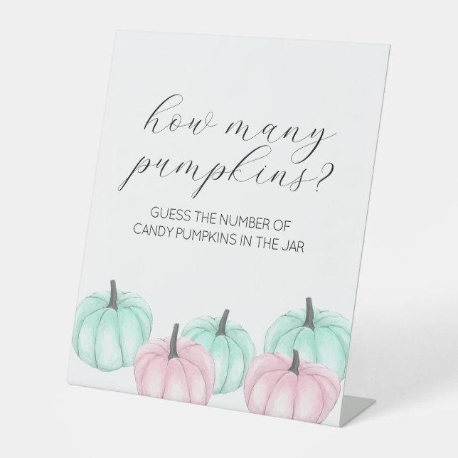 Er oder sie Little Pumpkin Gender Reveal Game Sign Sockelschild (Vorderseite)