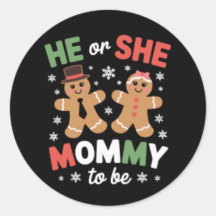 Er oder sie Mami, Weihnachten Geschlecht Reveal Ba Runder Aufkleber