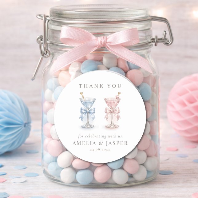 Er oder Sie Martini Geschlecht Enthüllungsfeier Da Runder Aufkleber (Von Creator hochgeladen)