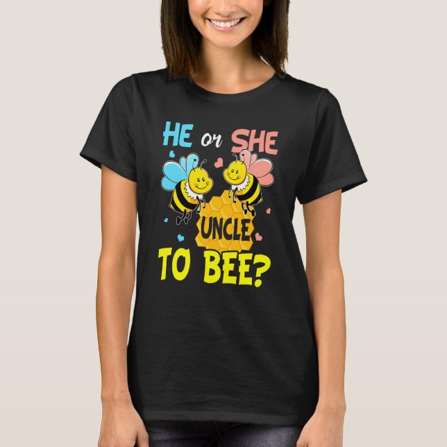 Er oder sie Onkel, um geschlechtsspezifisch lustig T-Shirt (Vorderseite)