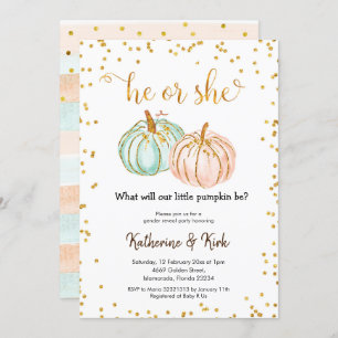 Er oder sie Pastel Pumpkin Gender-Offenbarung Einladung