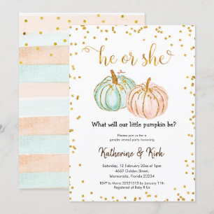Er oder sie Pastel Pumpkin Gender Reveal Einladung