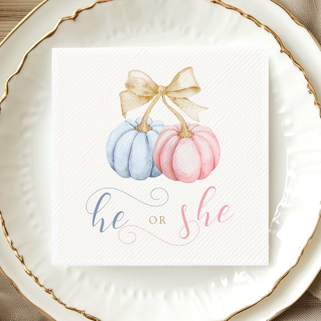Er oder sie Pumpkin Gender Reveal Napkins Serviette (Von Creator hochgeladen)