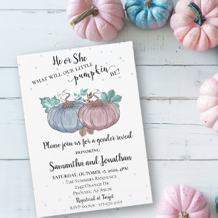 Er oder sie rosa Blue Pumpkin Gender Offenbarung H Einladung