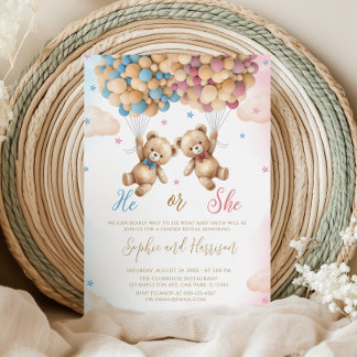 Er oder sie teddy bears Gender Reveal Einladung