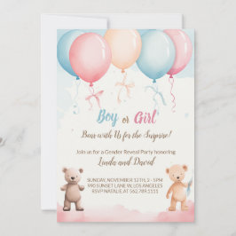 Er oder sie: Teddy's Gender Reveal Party Einladung