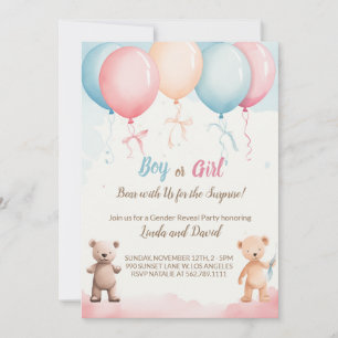 Er oder sie: Teddy's Gender Reveal Party Einladung