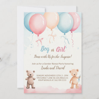 Er oder sie: Teddy's Gender Reveal Party Einladung