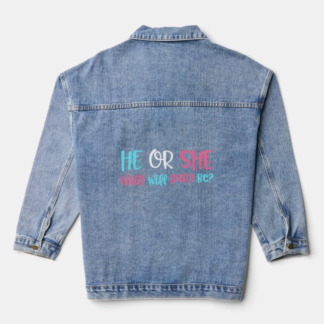 Er oder sie, was es sein wird, die Geschlechterper Jeansjacke (Rückseite)