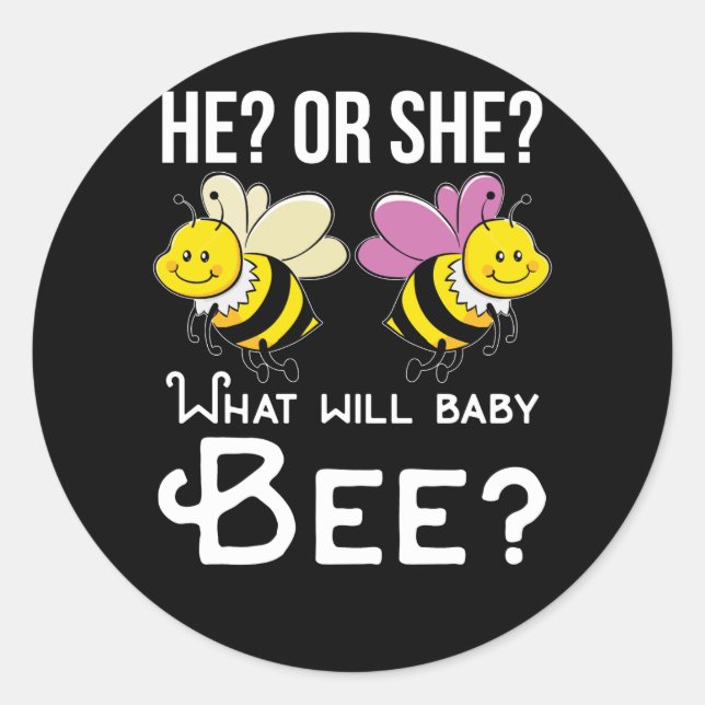 Er oder sie Was wird Baby Bee Gender Reveal Baby S Runder Aufkleber (Vorderseite)