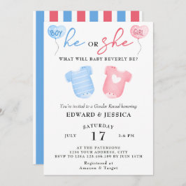 Er oder sie, was wird Baby Blue Pink Minimal Niedl Einladung