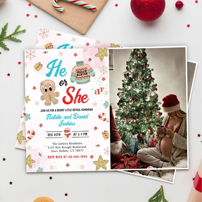 Er oder sie Weihnachtsgeschlecht offenbaren Baby-D Einladung (Von Creator hochgeladen)
