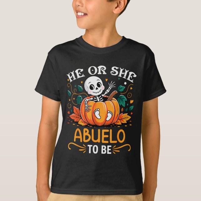Er oder sie wird Opa zu Halloween Skelett Baby Ent T-Shirt (Vorderseite)