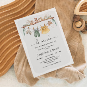 Er oder sie zeigen eine moderne Boho-Gender-Dusche Einladung