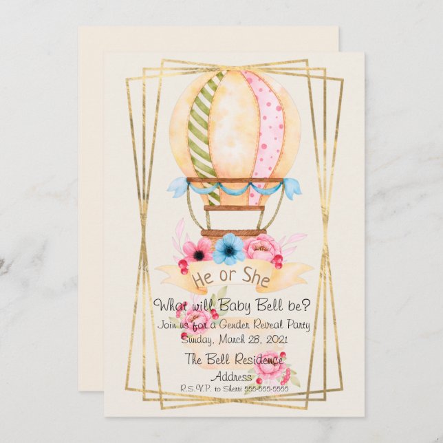 Er oder sie zeigen Party Einladung über Geschlecht (Vorne/Hinten)