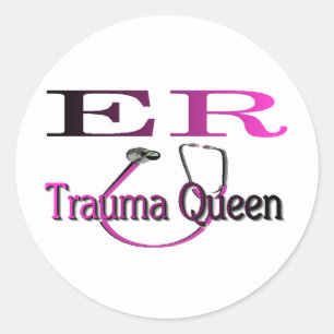 ER pflegen "Trauma-Königin-" Shirt/Geschenke Runder Aufkleber