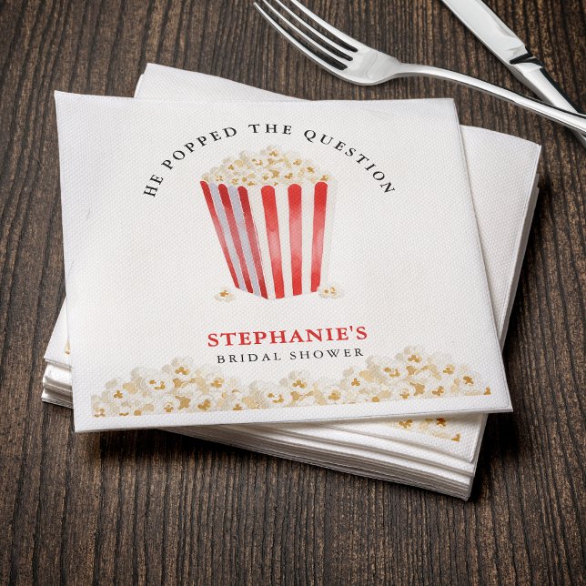 Er Poppte das Frage-Brautparty Popcorn Serviette (He Popped the Question Bridal Shower Popcorn Napkins
)