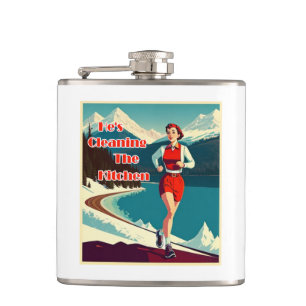 Er putzt die Küche Sassy Runner Flachmann