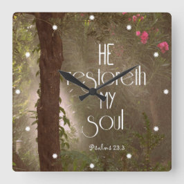 Er restoreth mein Soul-Bibel-Vers Quadratische Wanduhr