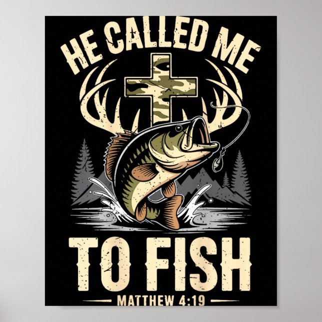 Er rief zum Fischen Männer christlicher Fischer Gl Poster (Vorne)