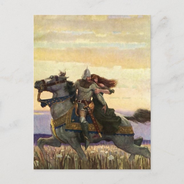 "Er ritt weg mit der Königin" von NC Wyeth Postkarte (Vorderseite)