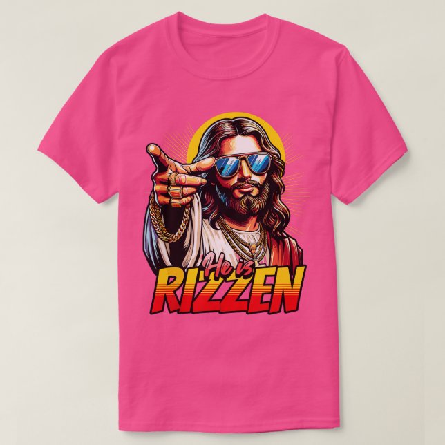 Er rizzin Jesus Cool Ostern T-Shirt (Design vorne)