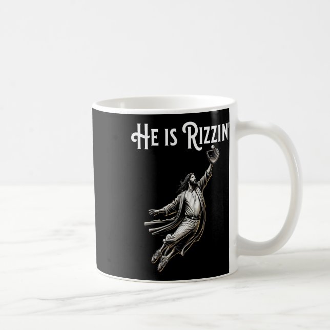 Er rizzin Jesus spielen Baseball Fun Sport Riz Kaffeetasse (Rechts)