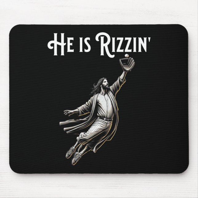 Er rizzin Jesus spielen Baseball Fun Sport Riz Mousepad (Vorne)