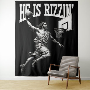Er rizzin lustigen Jesus Basketball Ostertag Wandteppich