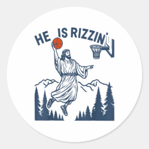 Er rizzin Osterfrische Basketball Christlich Renne Runder Aufkleber