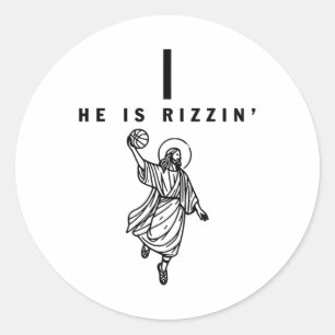 Er Rizzin OsterJesus Basketball Christliche Rolle Runder Aufkleber
