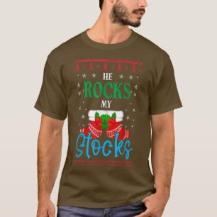 Er rockt meine Aktien Spaß Weihnachten Pajama Ugly T-Shirt