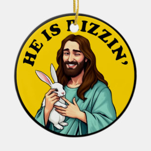 Er ruiniert den lustigen Jesus Christlich Ostertag Keramik Ornament