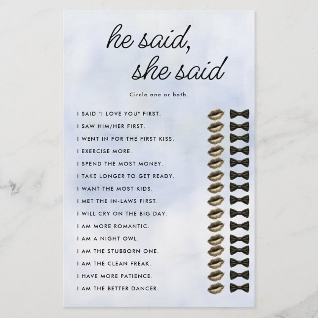 Er sagte Cloud 9 Brautparty Game Elegante Sky Flyer (Vorne)