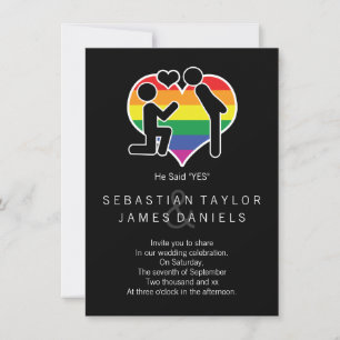 Er sagte ja Herrn und Herrn Vorschlag Gay Wedding Einladung