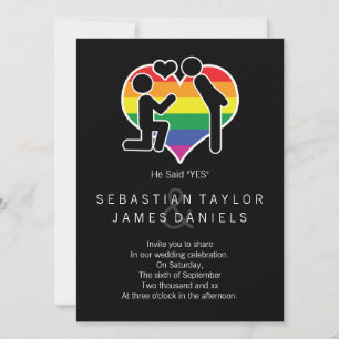 Er sagte ja Herrn und Herrn Vorschlag Gay Wedding Einladung