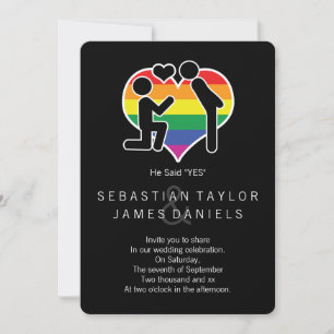 Er sagte ja Herrn und Herrn Vorschlag Gay Wedding Einladung