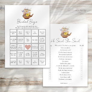 Er sagte, sie habe Brautparty-Spiele gesagt Einladung