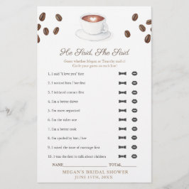 Er sagte, sie habe Brautparty-Spielkarte gesagt