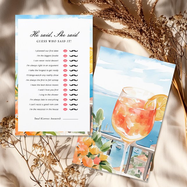 Er sagte, sie sagte, Aperol Spritz Brautparty Game (Von Creator hochgeladen)