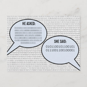 Er sagte, sie sagte binäre Kode Save the Date Post Ankündigungspostkarte