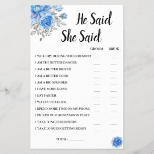 Er sagte, sie sagte BlueFlower Bridal DuwerGame Ca Flyer