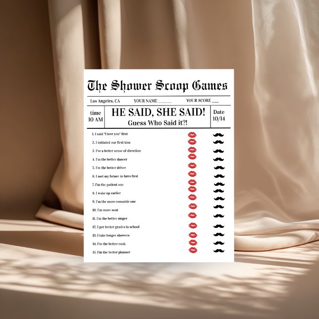 Er sagte, sie sagte Brautparty Game (Von Creator hochgeladen)